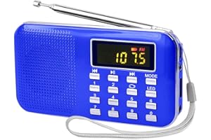 Leting Radios Portable AM FM with MP3 Speaker, Portable Radio Support Micro SD/TF Card/USB/Music Recording,Rechargeable Battery Powered AM FM Radio,Mini Radio with Best Reception (Blue)