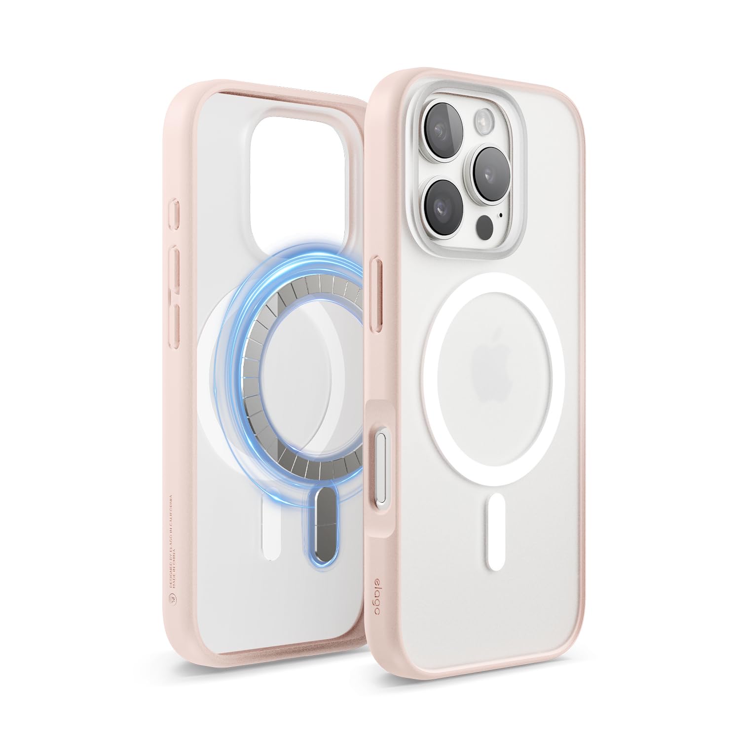 elago Magnetic Hybrid Clear Case Compatible with iPhone 16 Pro Case Cover 6.3" - Compatible with MagSafe, PC + TPU Hybrid Technology, Shockproof bumper, Raised Camera Protection (Matt Pink)