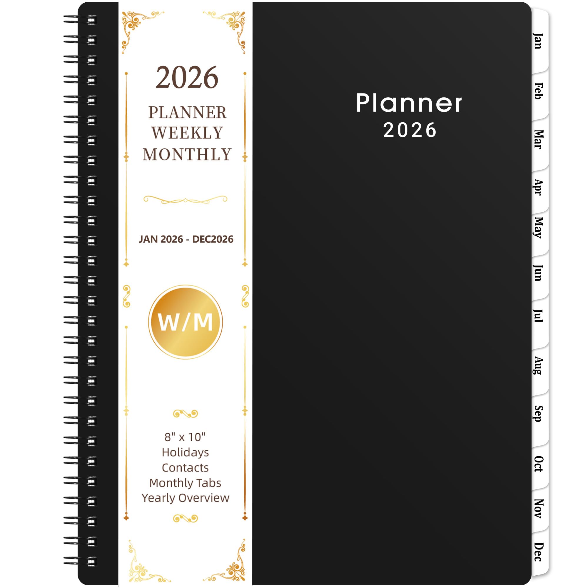 Photo 1 of 2026 Planner - 2026 Calendar Planner, JAN 2026 to DEC 2026, Weekly and Monthly, 8'' x 10'' with Monthly Tabs, Yearly Planner 2026, 2026 Calendar with Twin-wire Binding, Flexible Cover