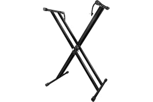 MUZNOTE Double-X Adjustable Keyboard Stand, Piano Stand with Locking Straps&7 Height Adjustable for 61 76 88 Keys