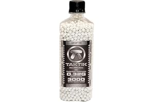 Taktik 0.32g Airsoft BBS Bio - Precision Grade Highly Polished Airsoft bb - 3000 Rounds Bottle Airsoft with Match Grade White BBS 6mm