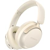 RORSOU B8 Bluetooth Headphones Over Ear, 6 EQ Music Modes and 50H Playtime Deep Bass Wireless Headphones with Mic, Lightweight Folding HiFi Stereo Headset for iPad/Travel/Tablet/PC/Home Beige White
