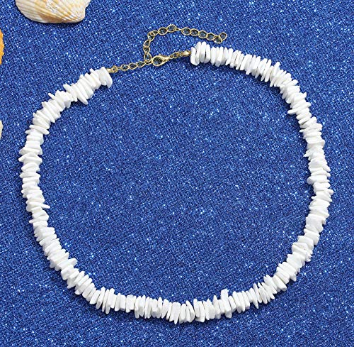 HSWE Puka Shell Choker Necklace Seashell Necklace Cowrie Shell Bracelet Hawaiian Jewelry Set (Puka Shell Bead Set) - Thumbnail 3