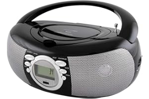 HANNLOMAX HX-321CD Portable CD/MP3 Boombox, AM/FM Radio, Bluetooth, USB Port for MP3 Playback, Aux-in, LCD Display, AC/DC Dua
