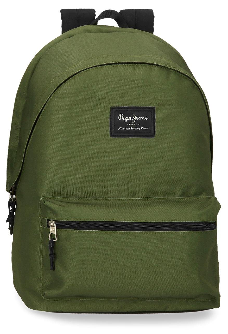 Pepe Jeans Aris Laptop Backpack Double Compartment 15.6" Green 31x44x15cm Polyester 20.46L, green, Laptop Backpack Double Compartment
