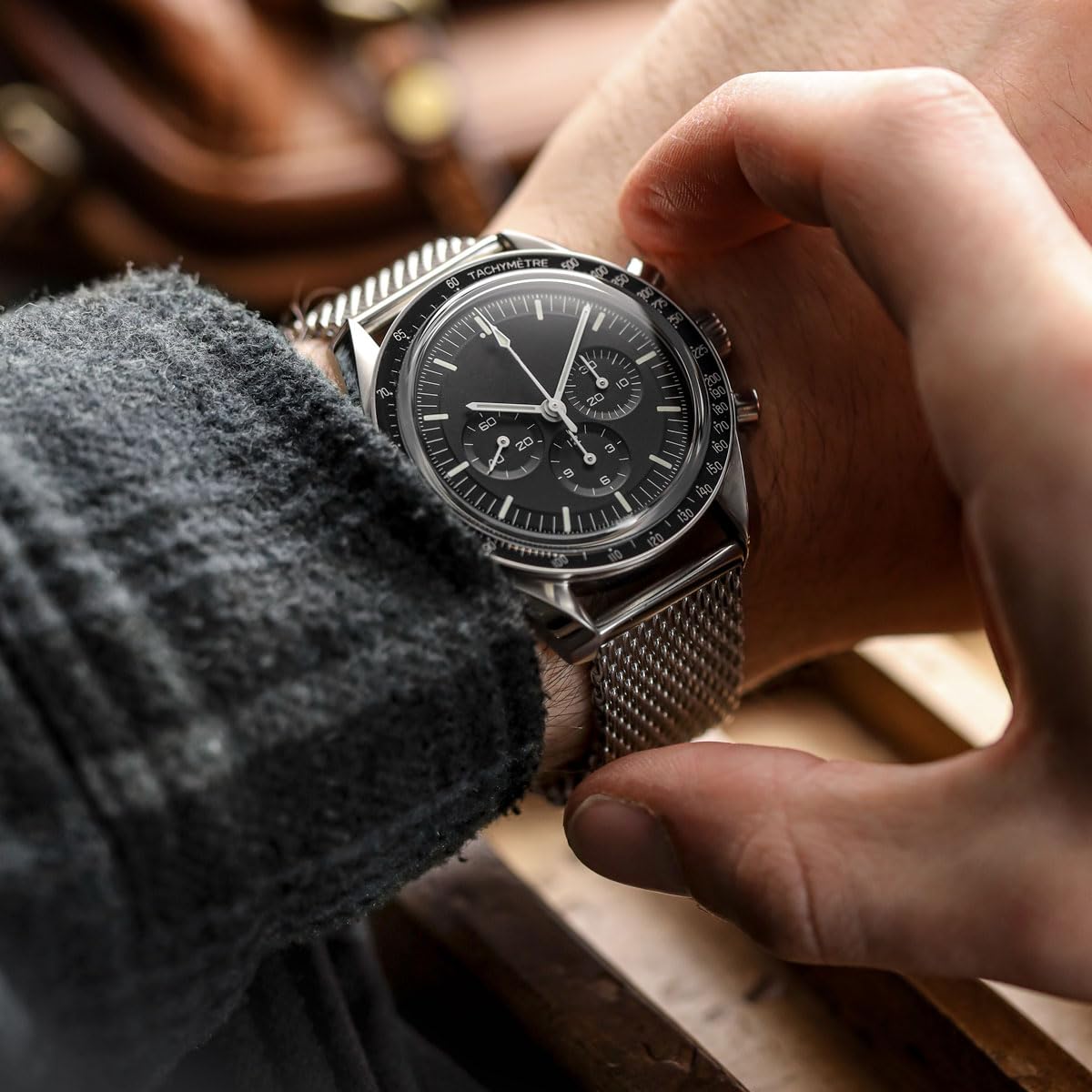 WATCHGECKO Merriott Quick-Release Milanese Mesh Stainless Steel Watch Strap - Polished. Mens Replacement Wristwatch Strap. Easy to Fit Adjustable Strap