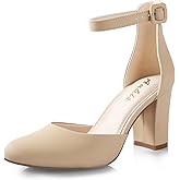 Ankis Closed Toe Heels for Women -Black Nude White Silver Gold Womens Heels Closed Round Toe Chunky Block Pumps Shoes, 3 Inch