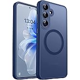 CANSHN Designed for Samsung Galaxy S25 Plus Case (2025) [Full Camera Protection] [Compatible with Magsafe] Translucent Matte Back Protective Phone Cover, Deep Blue