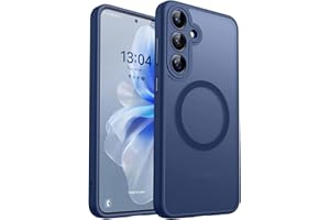 CANSHN Designed for Samsung Galaxy S25 Plus Case (2025) [Full Camera Protection] [Compatible with Magsafe] Translucent Matte Back Protective Phone Cover, Deep Blue