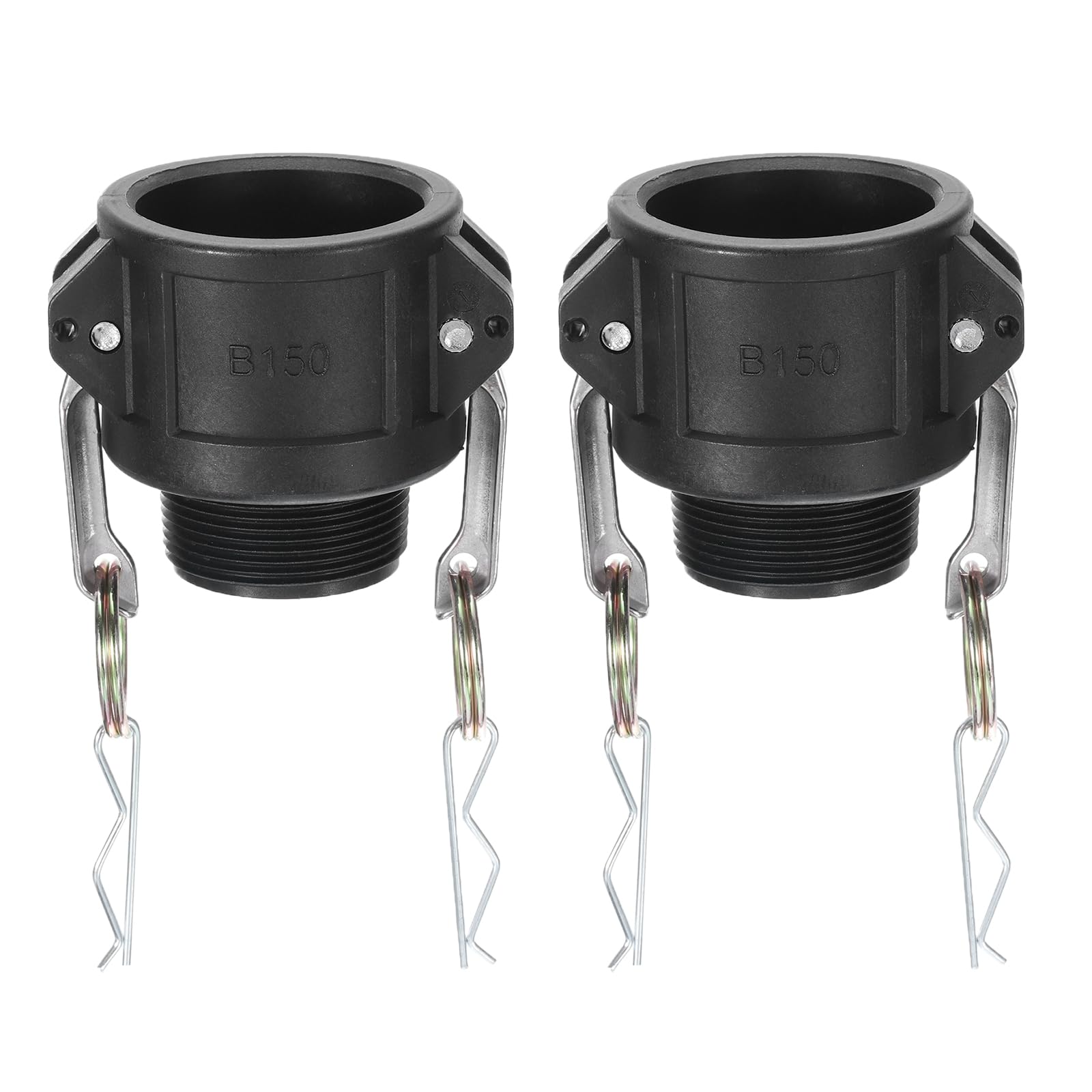 PATIKIL Poly Cam Lock Fittings, 2 Pcs 1.5" Part B Male Adapter x Female NPT Thread Cam Groove Hose Fittings Polypropylene Cam Lock Fittings, Black