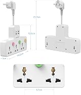 Mscien Travel Plug Extension UK to EU USB 3 Way Switched Sockets 10A view 5
