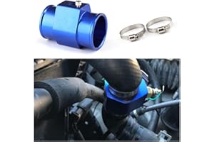 zipelo Water Temp Joint Pipe, Car Aluminum Alloy Water Temperature Sensor Adapter, 28-40 mm Universal Sensor Gauge Radiator Hose Adapter Clamps, Automotive Engine Radiator (32mm/Blue)