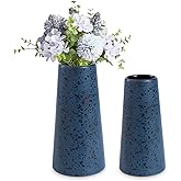 Bdor Ceramic Vase, Flower Vase Set of 2, Blue Vase for Room Decor, Modern Farmhouse Home DéCor Accents, Living Room Decor, Book Shelf, Mantel and Minimalism Dining Coffee Table Decor.