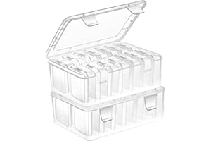 ZENSTORAGE 28Pcs Small Bead Organizer, Plastic Bead Storage Containers with Hinged Lids, Clear Bead Organizer Box for Clay Bracelet Diy Crafts, 2 Pack