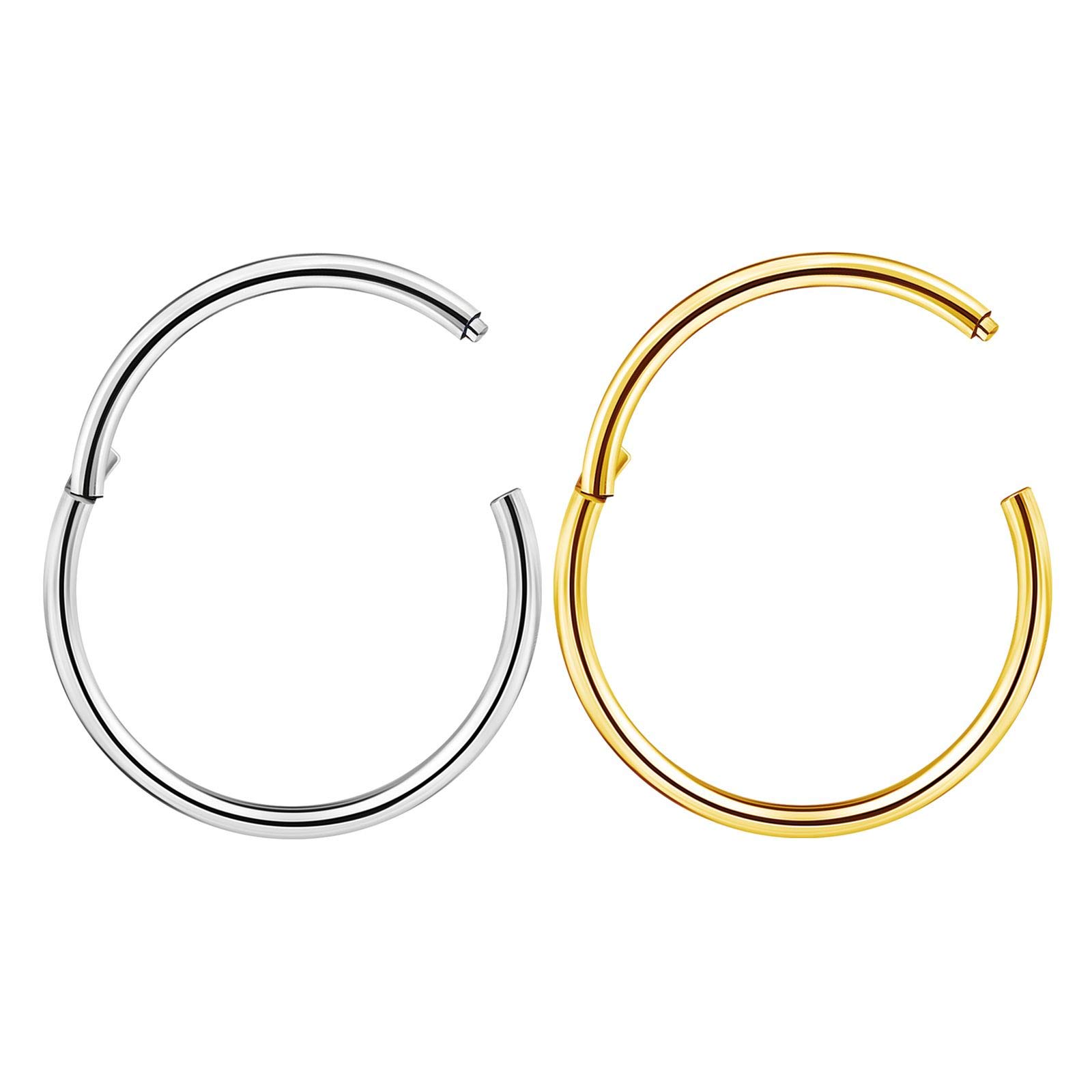 2PCS Anodized Steel High Polished Hinged Segment Ring Clicker Nose Hoop Gauge 18g 3/8 10mm Earring Piercing Jewellery 3464