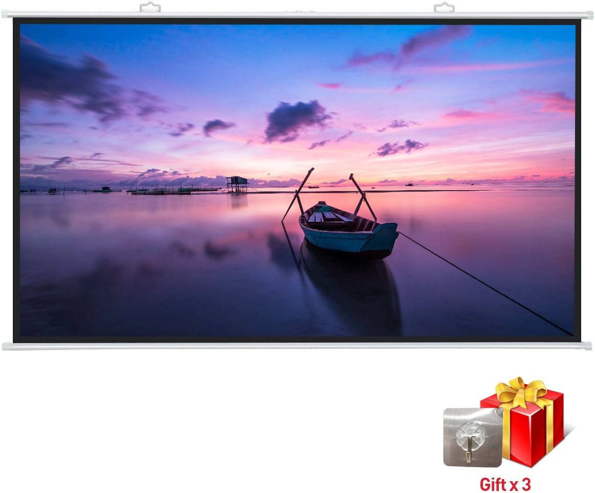ExquizOn 16: 9 Projection Screen 120 Inch Diagonal 1.1 Gain 160 ° Portable Angle Vision Quick Installation for 4K HD Movie Projection Home Theater Indoor or Outdoor