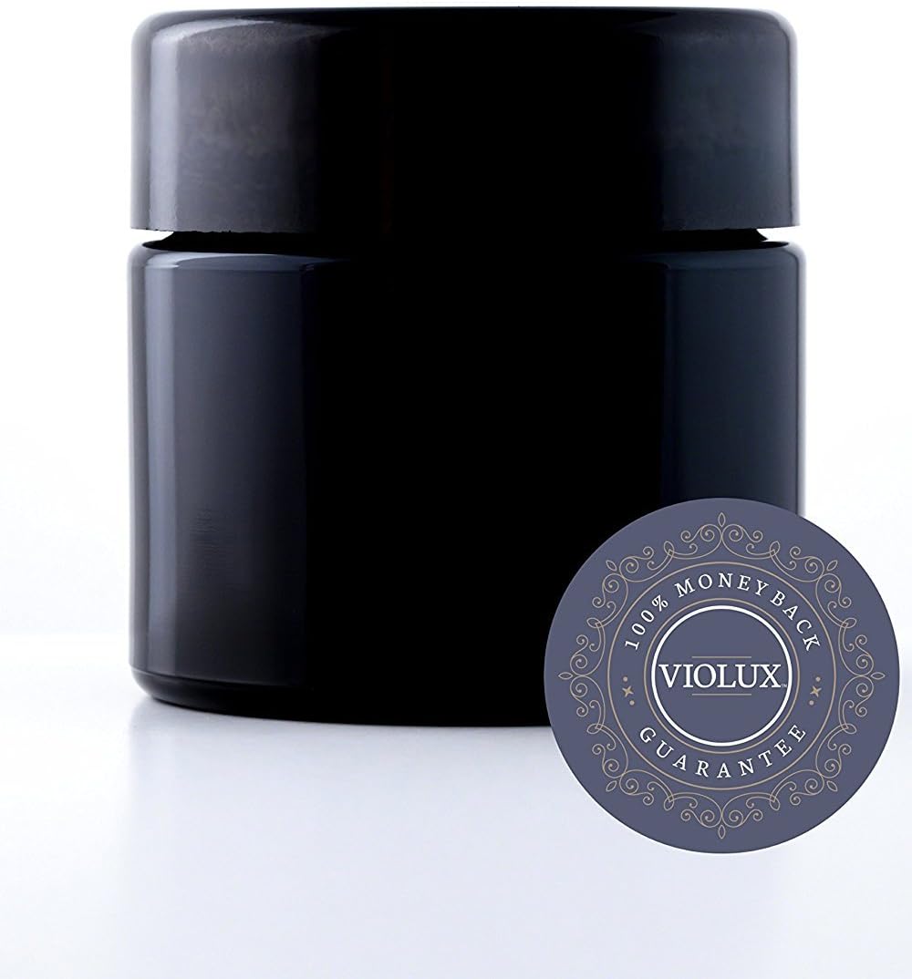 VIOLUX 100ml Violet Miron Glass Airtight Jar and Stash Container, Smell Proof for Herbs, Salves and Cosmetics