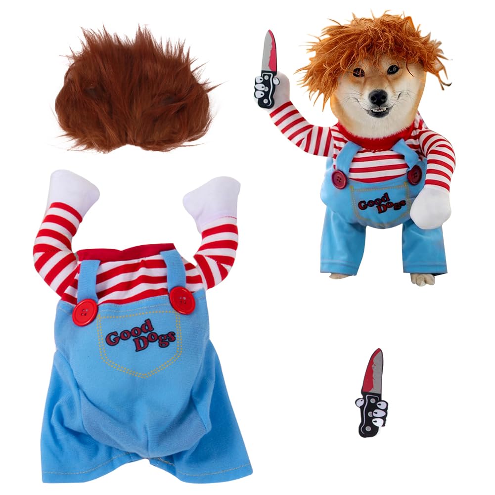 BCTHLBF Pet Halloween Clothes,Halloween Costumes for Dog Cat,Pet Cosplay Party Suit,Awful Pet Costume Cosplay for Halloween,Funny Pet Costume Small to Large (M)