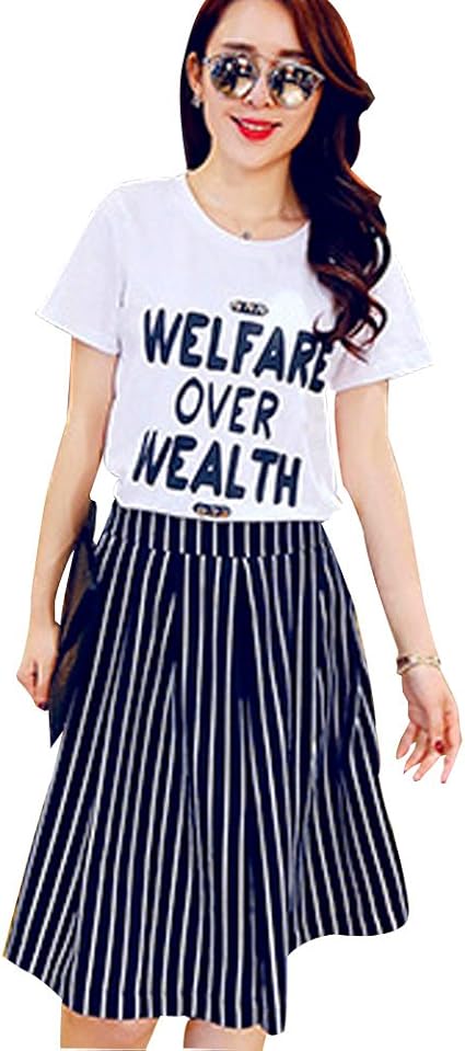 Amazon Sunny レディースワンピース コットン ルーズ パンツ ロングスカート ボーダー 英語文字 プリント カジュアル Tシャツ 白 夏 上下セット レディース Tシャツ カットソー 通販 Amazon Sunny レディースワンピース コットン ルーズ パンツ ロングスカート ボーダー 英語文字 プリント カジュアル Tシャツ 白 夏 上下セット レディース Tシャツ カットソー 通販