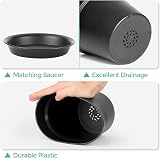 T4U 17cm Plastic Plant Pots 6-Pack with Saucers Black view 5