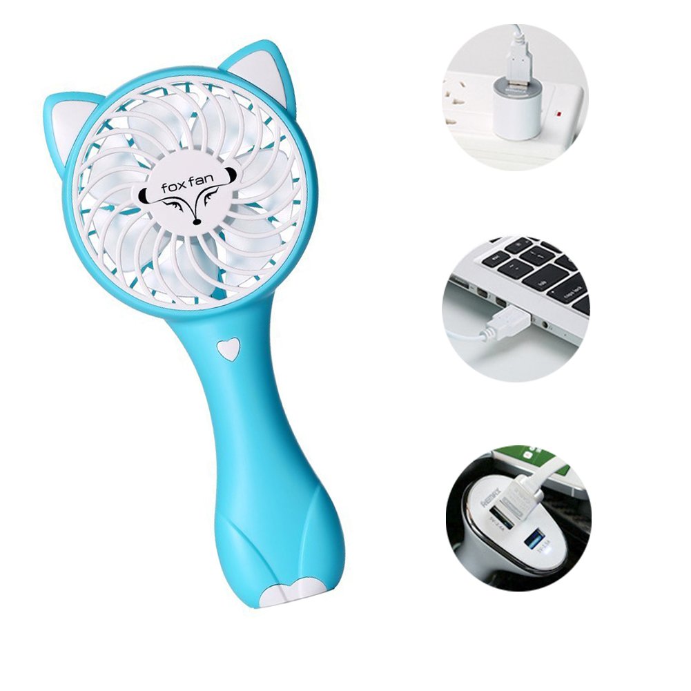 Niubity Mini Handheld Fan Portable Battery Operated Cooling Air Conditioning 3 Speed Mini Fan Electric Personal USB Desk Fans for Home and Travel