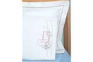 JACK DEMPSEY NEEDLE ART Jack Dempsey Children's Stamped Pillowcase with White Perle Edge 1/Pkg-Old Truck Friend