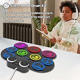 CNAPXAIA Electric Drum Kit 9 Pads Dual Speakers Bluetooth MIDI Practice view 4