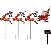 LIGHTSHINE Metal Solar Christmas Decorations with Led Fairy String Lights, Solar Landscape Pathway Stakes Lights, Outdoor Iron Christmas Lights Decor for Yard, Patio, Porch (Warm White)