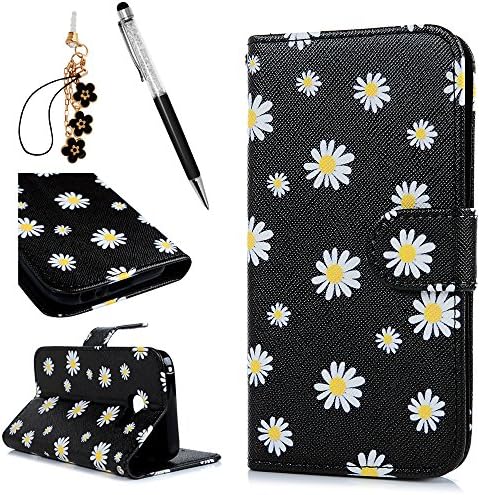 Galaxy A3 2017 Case Wallet Cover Premium PU Leather Soft TPU Bumper Flip Folio Carrying Magnetic Closure Protective Shell Wallet Case Cover for Samsung Galaxy A3 2017 with Kickstand Stand - Daisies