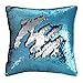 Play Tailor Sequin Pillow Cover Cushion Covers 16x16in Flip Sequins Decorative Throw Pillow Case, Silver and Blue (Insert Not Included)
