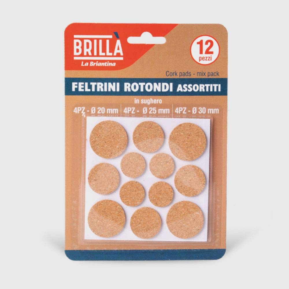 La Briantina Cork Felt Pads for Furniture, Furniture and Floor Protection, Assorted Sizes, 12 Pieces