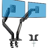 HUANUO Dual Monitor Stand - Double Gas Spring Arm Monitor Desk Mount for Two 35 inch LCD LED Screens, Height Long Adjustable
