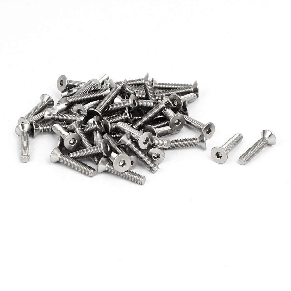 Sourcingmap M4x20mm 304 Stainless Steel Flat Head Hex Socket Screws Fasteners DIN7991 60pcs