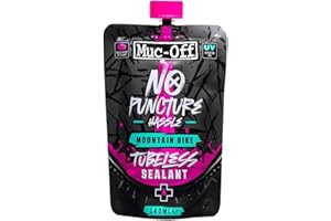 Muc-Off No Puncture Hassle Tubeless Sealant, 140 Milliliters - Advanced Bicycle Tyre Sealant with UV Tracer Dye That Seals Te