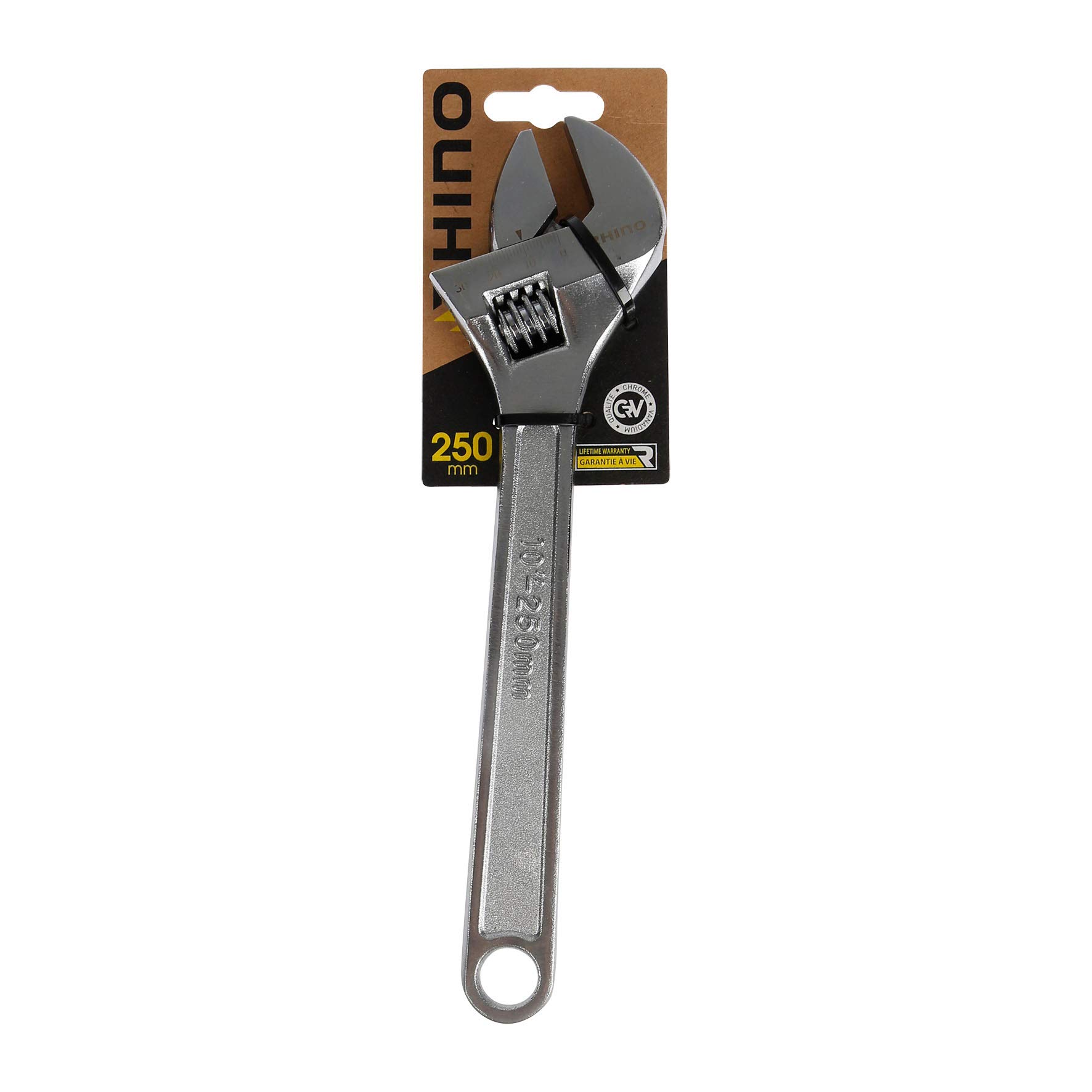 RHINO 250mm Long Adjustable Wrench Wrench with Wide Opening - High Quality - Made of Steel (Chrome Vanadium) - - Multiple Sizes Available