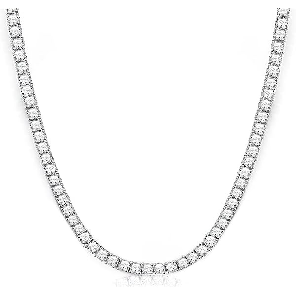 14 inch Tennis Necklace 18K White Gold Plated | 4.0mm Round