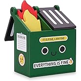 Dalycro Dumpster Fire Pencil Holder with 100 PCS Flame Sticky Notes – Funny Dumpster Fire Desk Accessories for Office Decor – Fun Gift for Men, Coworkers (Green)