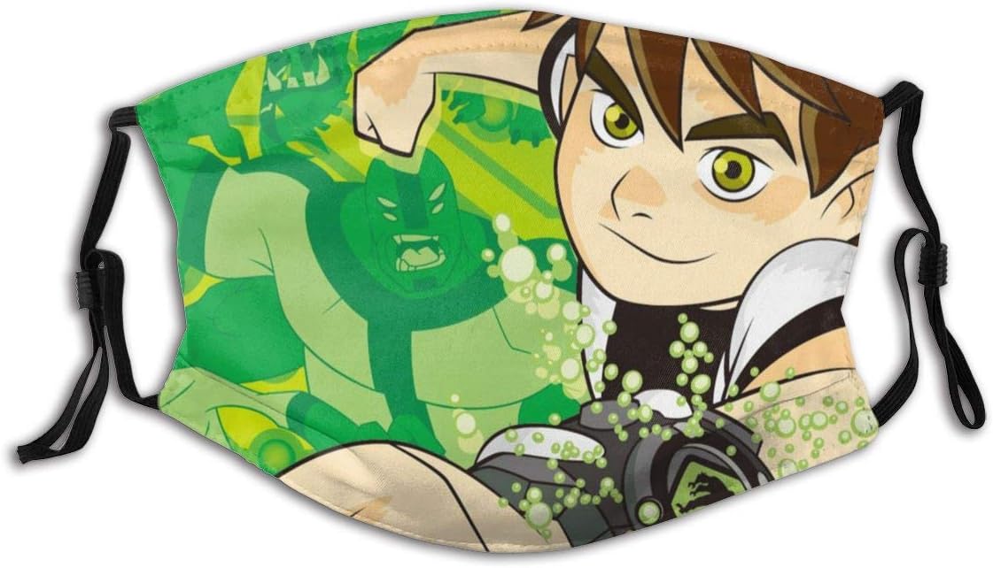 XHX403 Ben-10 Reusable Safety Masks, PM2.5 Mask, with Extra 5-Layer Activated Carbon Filters, Masks for Men Women