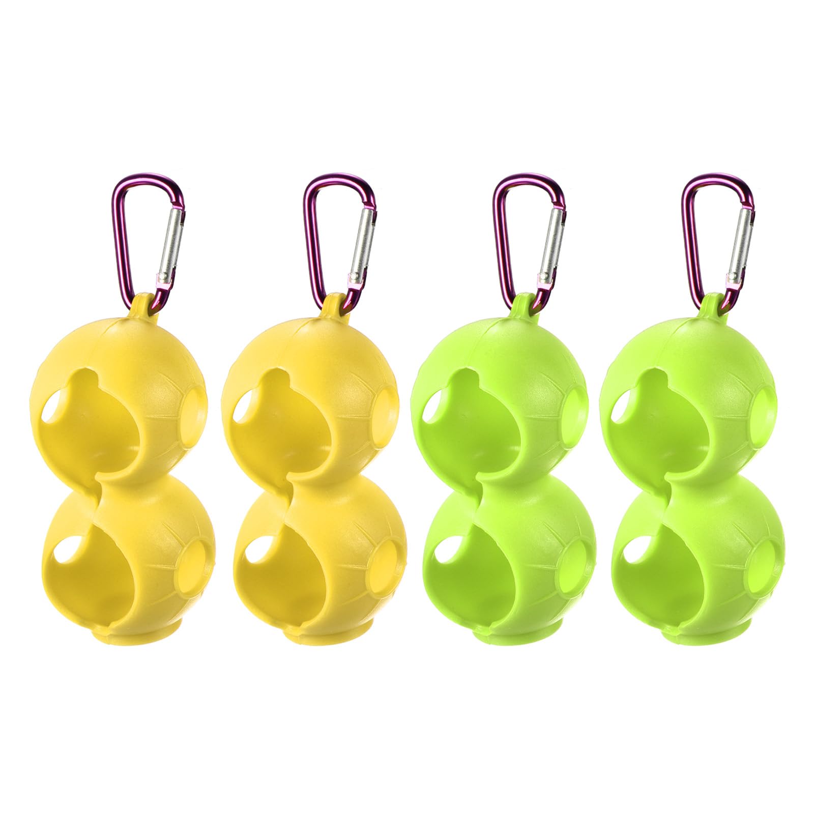 PATIKIL Golf Ball Holder, 4 Pack Silicone 2 Balls Carrier Protective Portable Sleeve with Buckle for Golf Bag Belt, Green,Yellow