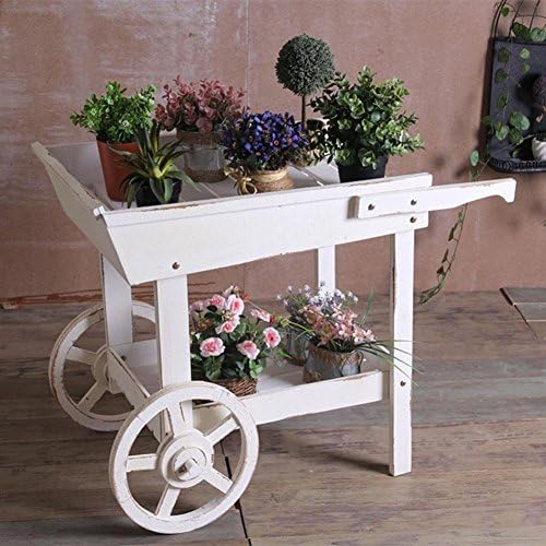 KSUNGB Flower Stand Creative American Rural Retro 2 layer Solid Wood Vertical Storage Trolleys Indoor Living Room/ Balcony/ Cafe / Hotel / Patio Garden Flower Pot Rack Chinese Fir 38 81 60cm