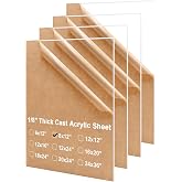 KINLINK 8x12 3mm 1/8" Clear Cast Acrylic Sheets Plastic Board 4 Pack | Plexiglass Sheets 1/8 inch Thick for DIY Project, Craft, Window Glass, Table Top, Acrylic Sign and Wedding Invitations