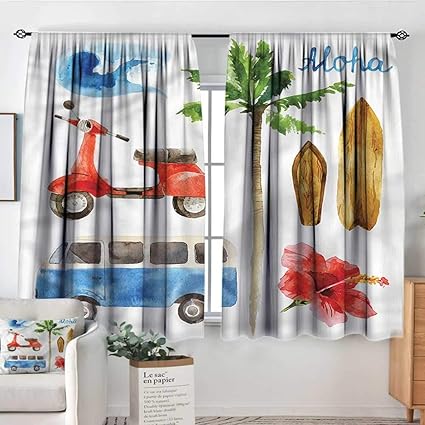 Amazon Com Hawaiian Rod Curtains Old School Hippie Van Surf 104