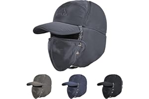RoamRider Russian Ushanka Trapper Hat, Elmer Fudd Hat with Ear Flap & Removable Mask for Men and Women, Thick Winter Warm Hat