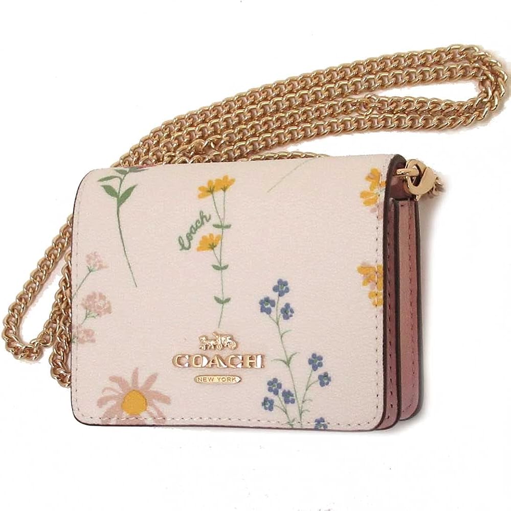 Coach Mini Wallet Chain Crossbody Shoulder Bag, Spaced Wildflower Print