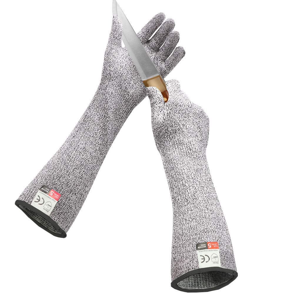 GRSTREE Cut Resistant Gloves long sleeves Stainless Steel Wire,High Performance Level 5 Anti Cut Sleeve,Hand Wrist Forearm Protectors