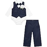 IDOPIP Baby Boy Clothes Suit Infant Gentleman Outfit First Birthday Baptism Wedding Dress Romper Shirt+Tie+Vest+Pants+Corsage