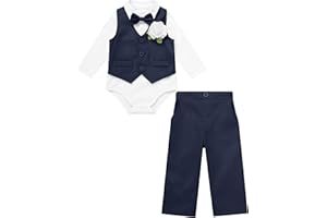 IDOPIP Baby Boy Clothes Suit Infant Gentleman Outfit First Birthday Baptism Wedding Dress Romper Shirt+Tie+Vest+Pants+Corsage
