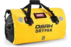OSAH DRYPAK Waterproof Duffel Bag - Motorcycle Dry Bag Tail Bag with Large Storage Space, Waterproof Luggage Duffle Bags with Outer Mesh Zipper Pocket for Camping, Kayaking, Fishing & Traveling
