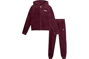 bebe Girls Sweatsuit Set - 2 Piece Velour Zip Up Hooded Sweatshirt and Girls Jogger Sweatpants Kids Youth Activewear Set