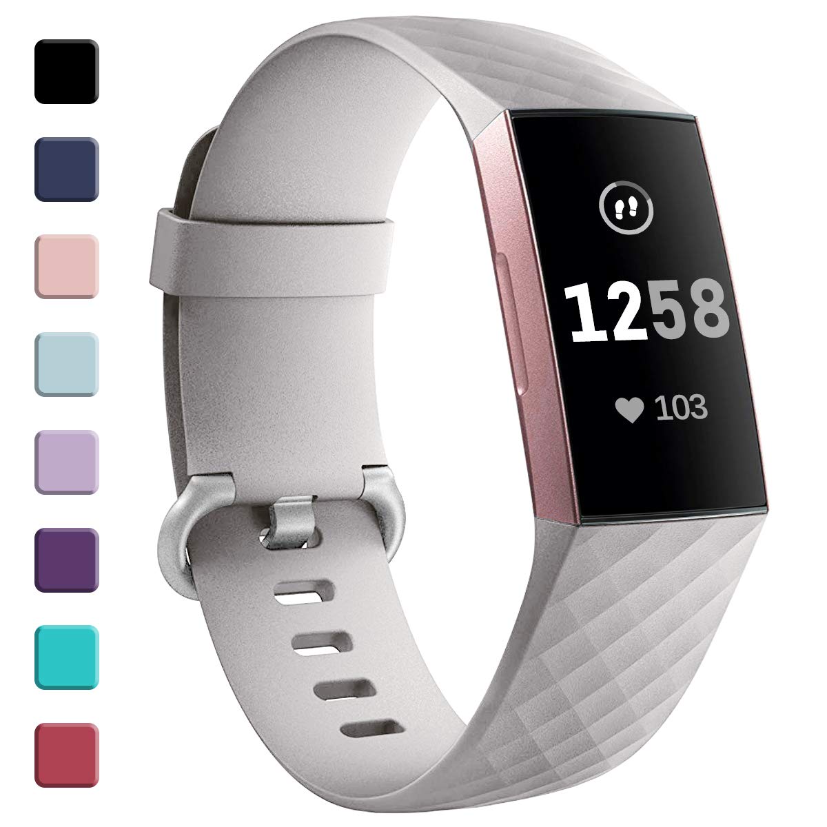 GEAK Strap Compatible for Fitbit Charge 3/4, Adjustable Classic Replacement Wristband, Activity Tracker for Women Men, Small Grey โ image 1